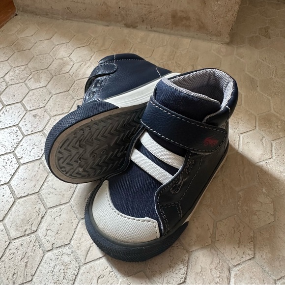 See Kai Run Toddler Navy and White High-Top Shoes - Picture 3 of 8
